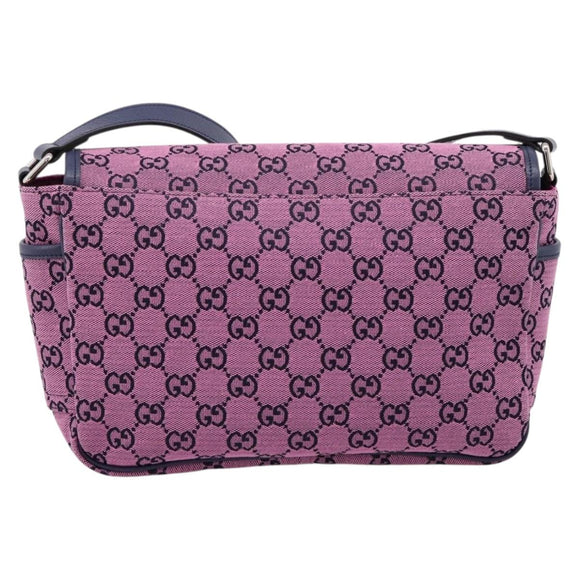 GUCCI GG Canvas Childrens Shoulder Bag Pink Silver Auth mr2971A