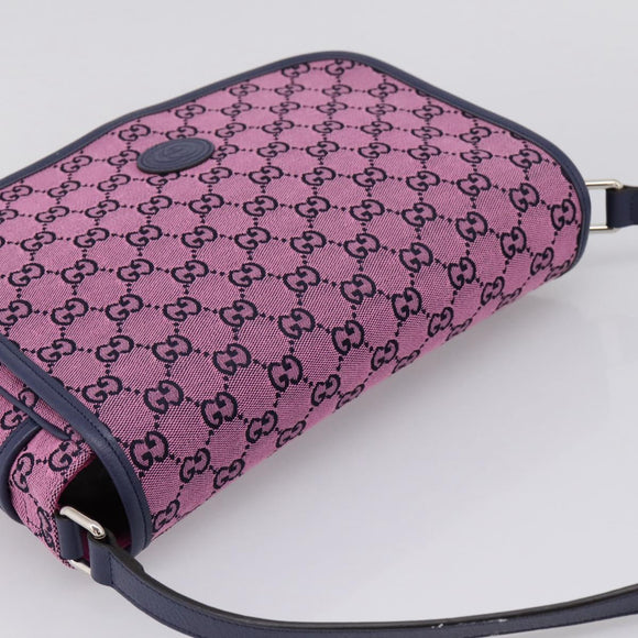 GUCCI GG Canvas Childrens Shoulder Bag Pink Silver Auth mr2971A