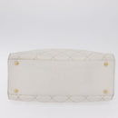CHANEL Wild Stitch Hand Bag Leather White Gold Tone CC Auth mr2972-6