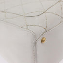 CHANEL Wild Stitch Hand Bag Leather White Gold Tone CC Auth mr2972-19
