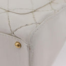 CHANEL Wild Stitch Hand Bag Leather White Gold Tone CC Auth mr2972-20