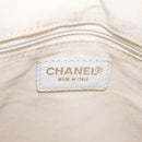 CHANEL Wild Stitch Hand Bag Leather White Gold Tone CC Auth mr2972-24