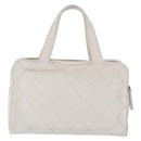 CHANEL Wild Stitch Hand Bag Leather White Gold Tone CC Auth mr2972-2