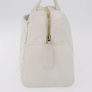 CHANEL Wild Stitch Hand Bag Leather White Gold Tone CC Auth mr2972-5