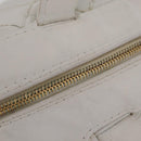 CHANEL Wild Stitch Hand Bag Leather White Gold Tone CC Auth mr2972-8