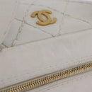 CHANEL Wild Stitch Hand Bag Leather White Gold Tone CC Auth mr2972-14