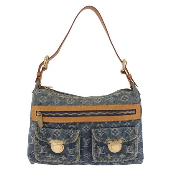 LOUIS VUITTON Monogram Denim Buggy PM Shoulder Bag Blue M95049 LV Auth mr2976V