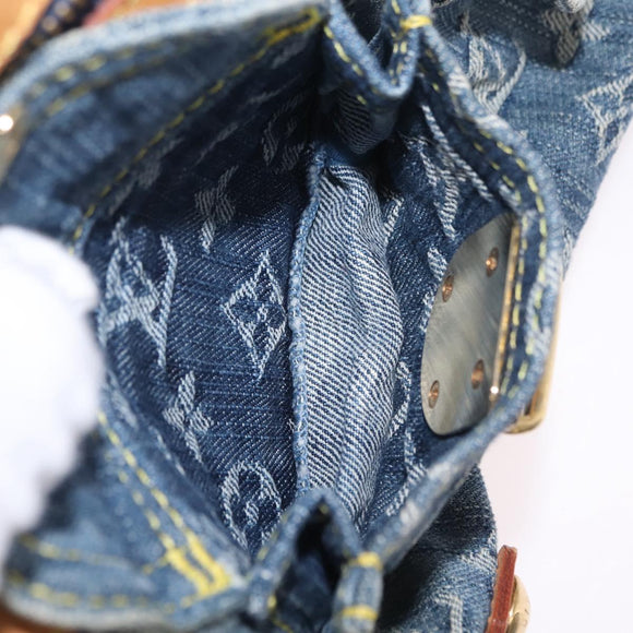 LOUIS VUITTON Monogram Denim Buggy PM Shoulder Bag Blue M95049 LV Auth mr2976V