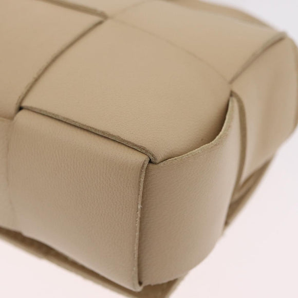 BOTTEGA VENETA MAXI INTRECCIATO Candy Cassette Bag Leather Beige Auth mr2981A