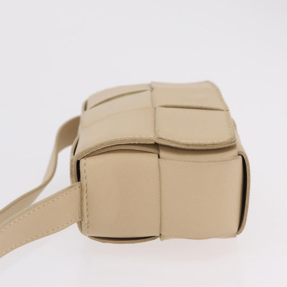 BOTTEGA VENETA MAXI INTRECCIATO Candy Cassette Bag Leather Beige Auth mr2981A