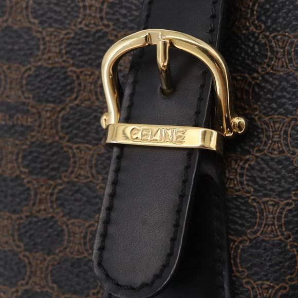 CELINE Macadam Canvas Tote Bag PVC Black Gold Tone Auth mr2983A