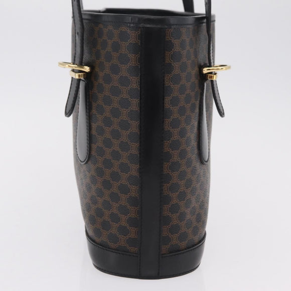 CELINE Macadam Canvas Tote Bag PVC Black Gold Tone Auth mr2983A