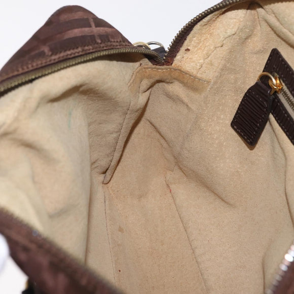 FENDI Zucca Canvas Hand Bag 2way Brown Gold Tone Auth mr2984A