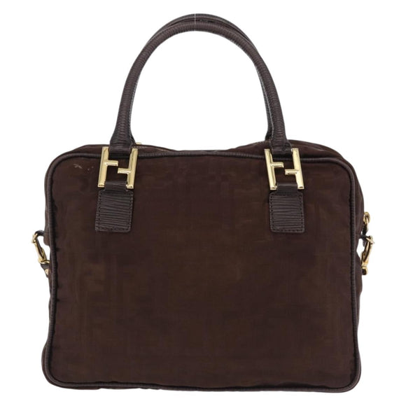 FENDI Zucca Canvas Hand Bag 2way Brown Gold Tone Auth mr2984A