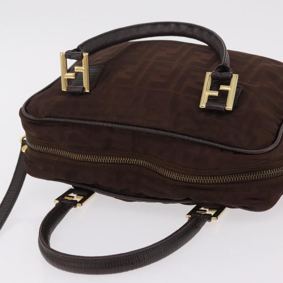 FENDI Zucca Canvas Hand Bag 2way Brown Gold Tone Auth mr2984A