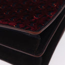 Christian Dior Oblique Diorama Hand Bag Velor 2way Red Silver Auth mr2986V-16