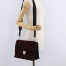 Christian Dior Oblique Diorama Hand Bag Velor 2way Red Silver Auth mr2986V-32