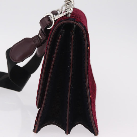 Christian Dior Oblique Diorama Hand Bag Velor 2way Red Silver Auth mr2986V