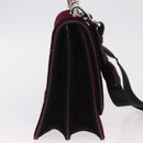 Christian Dior Oblique Diorama Hand Bag Velor 2way Red Silver Auth mr2986V-5