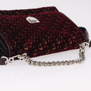 Christian Dior Oblique Diorama Hand Bag Velor 2way Red Silver Auth mr2986V-6