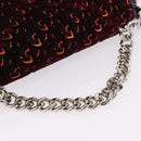 Christian Dior Oblique Diorama Hand Bag Velor 2way Red Silver Auth mr2986V-7