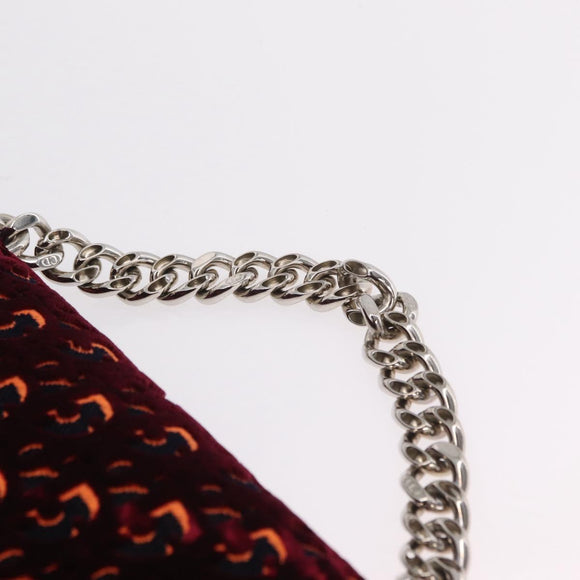 Christian Dior Oblique Diorama Hand Bag Velor 2way Red Silver Auth mr2986V