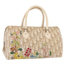 Christian Dior Trotter Floral Hand Bag PVC Beige Silver Auth mr2988V-1