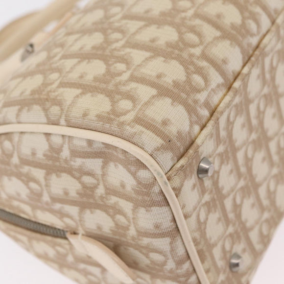 Christian Dior Trotter Floral Hand Bag PVC Beige Silver Auth mr2988V