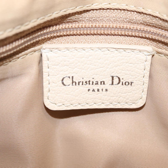 Christian Dior Trotter Floral Hand Bag PVC Beige Silver Auth mr2988V