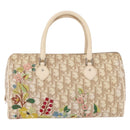 Christian Dior Trotter Floral Hand Bag PVC Beige Silver Auth mr2988V-2
