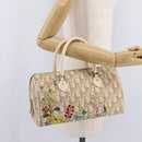 Christian Dior Trotter Floral Hand Bag PVC Beige Silver Auth mr2988V-26