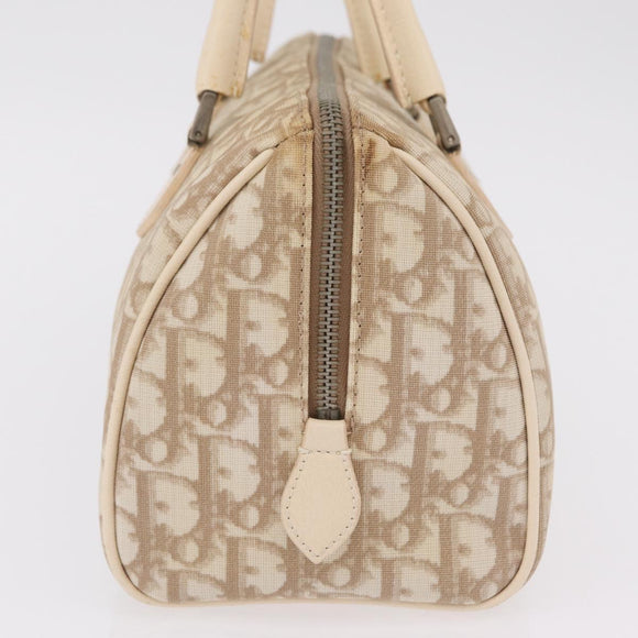 Christian Dior Trotter Floral Hand Bag PVC Beige Silver Auth mr2988V