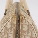 Christian Dior Trotter Floral Hand Bag PVC Beige Silver Auth mr2988V-6