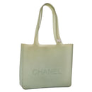 CHANEL Tote Bag Rubber Khaki Silver CC Auth mr2989-1