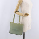CHANEL Tote Bag Rubber Khaki Silver CC Auth mr2989-22