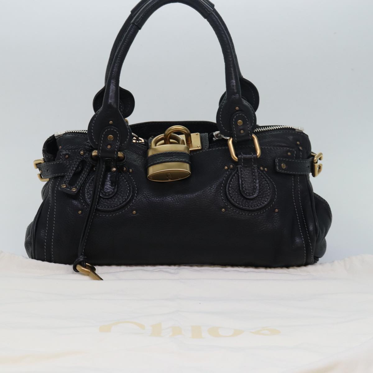 Chloe Paddington Hand Bag Leather Black Auth mr299