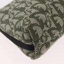 Christian Dior Trotter Canvas Accessory Pouch Khaki Silver Auth mr2991V-16