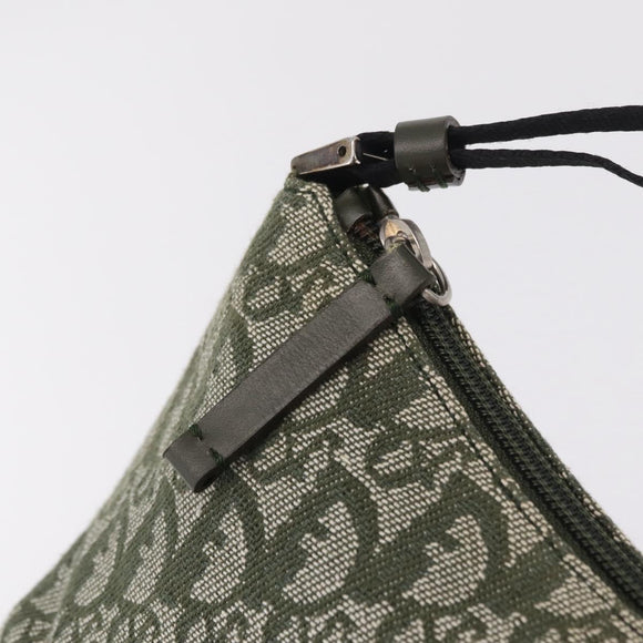 Christian Dior Trotter Canvas Accessory Pouch Khaki Silver Auth mr2991V