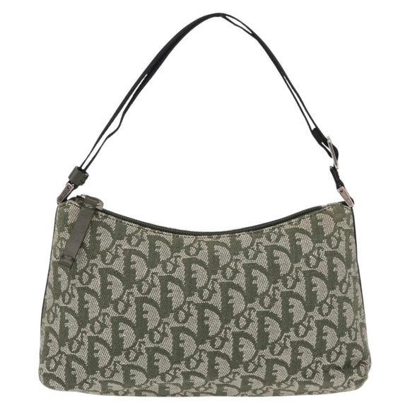 Christian Dior Trotter Canvas Accessory Pouch Khaki Silver Auth mr2991V