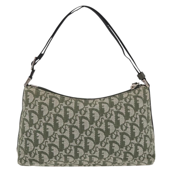 Christian Dior Trotter Canvas Accessory Pouch Khaki Silver Auth mr2991V