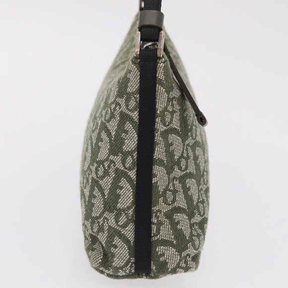 Christian Dior Trotter Canvas Accessory Pouch Khaki Silver Auth mr2991V