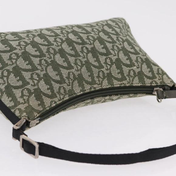 Christian Dior Trotter Canvas Accessory Pouch Khaki Silver Auth mr2991V