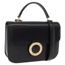 CELINE Hand Bag Leather 2way Black Gold Tone Auth mr2993-1