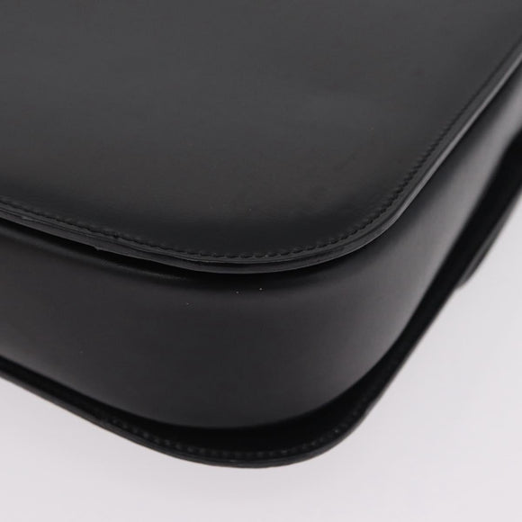 CELINE Hand Bag Leather 2way Black Gold Tone Auth mr2993