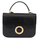 CELINE Hand Bag Leather 2way Black Gold Tone Auth mr2993-13