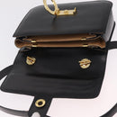CELINE Hand Bag Leather 2way Black Gold Tone Auth mr2993-24