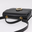 CELINE Hand Bag Leather 2way Black Gold Tone Auth mr2993-14