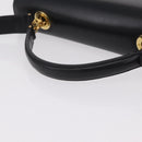 CELINE Hand Bag Leather 2way Black Gold Tone Auth mr2993-6