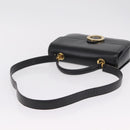 CELINE Hand Bag Leather 2way Black Gold Tone Auth mr2993-7