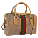 GUCCI Micro GG Web Sherry Line Hand Bag PVC 2way Beige 002 58 4422 Auth mr2994-1